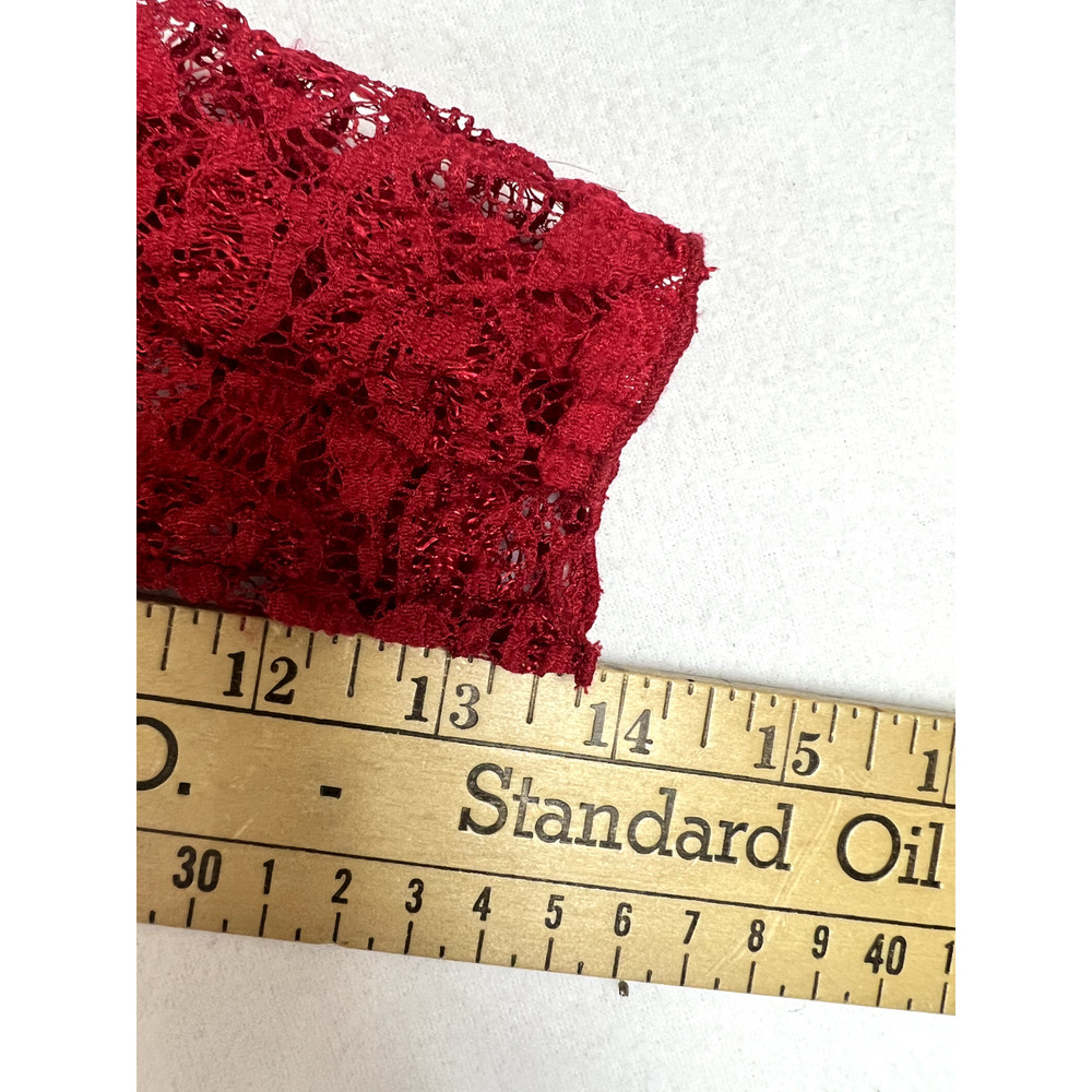 Vintage Y2K 2000s Top Medium red Floral Lace long sleeve Fairy Whimsigoth VTG - Picture 6 of 9